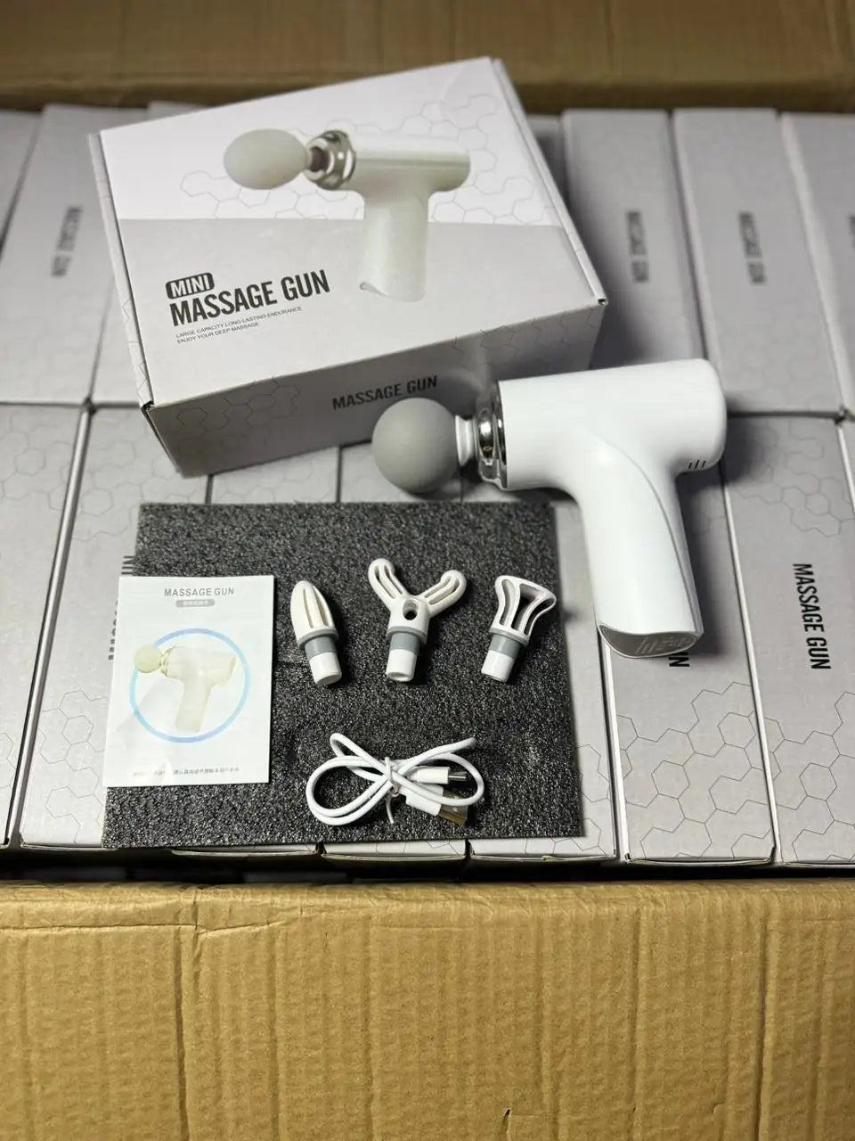 Massage Gun with 4 Interchangeable Heads & LED Light for Full Body Relaxation Electric Massage Gun