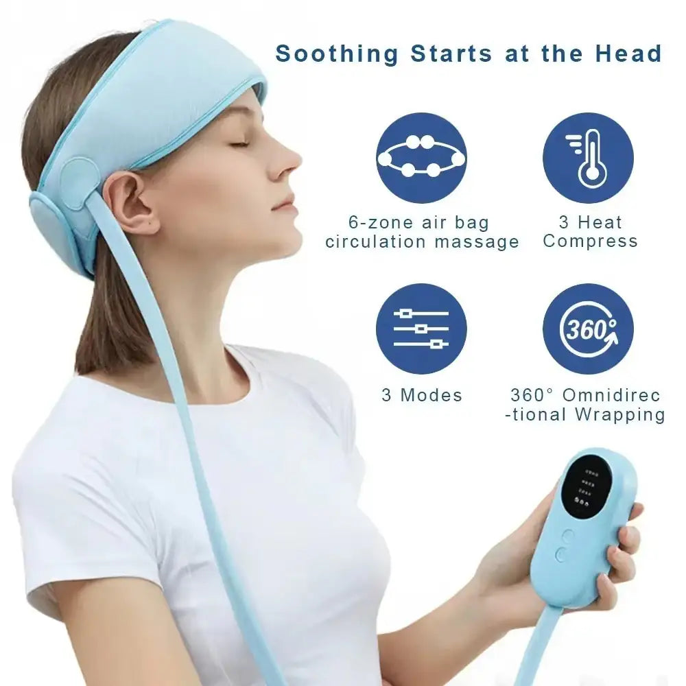 Electric Airbag Head Massager | Deep Massage Scarf Headache Migraine Fatigue Relief Acupressure Belt