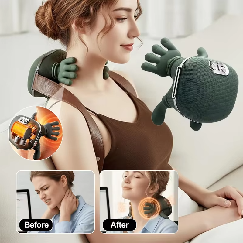 Wireless 4D Shiatsu Neck & Back Massager with Heat Therapy With 6month warranty