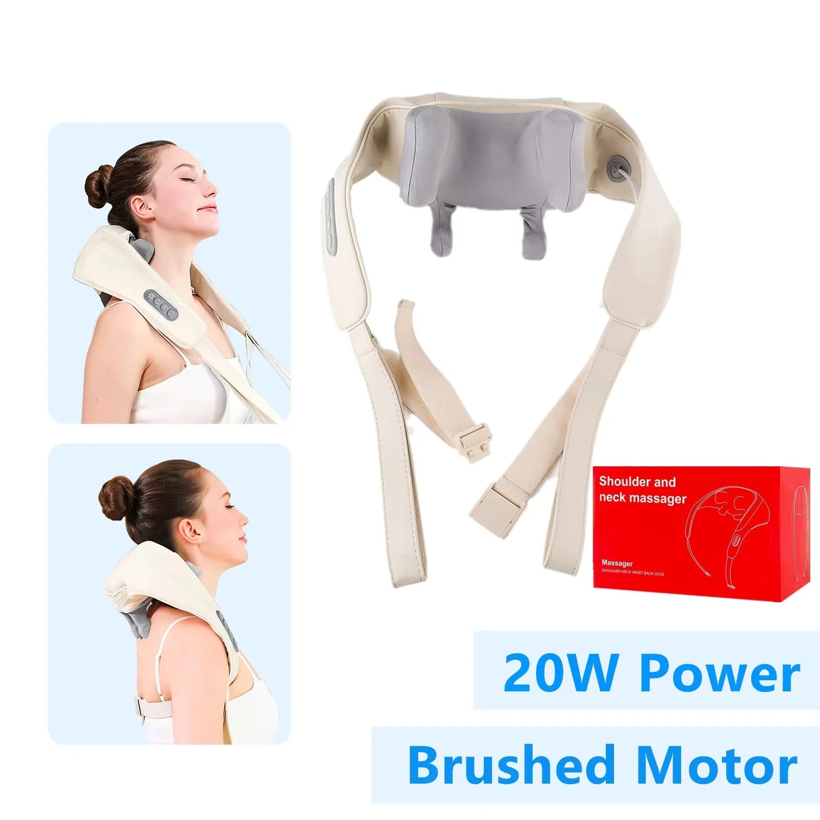 Wireless 4D Shiatsu Neck & Back Massager with Heat Therapy With 6month warranty